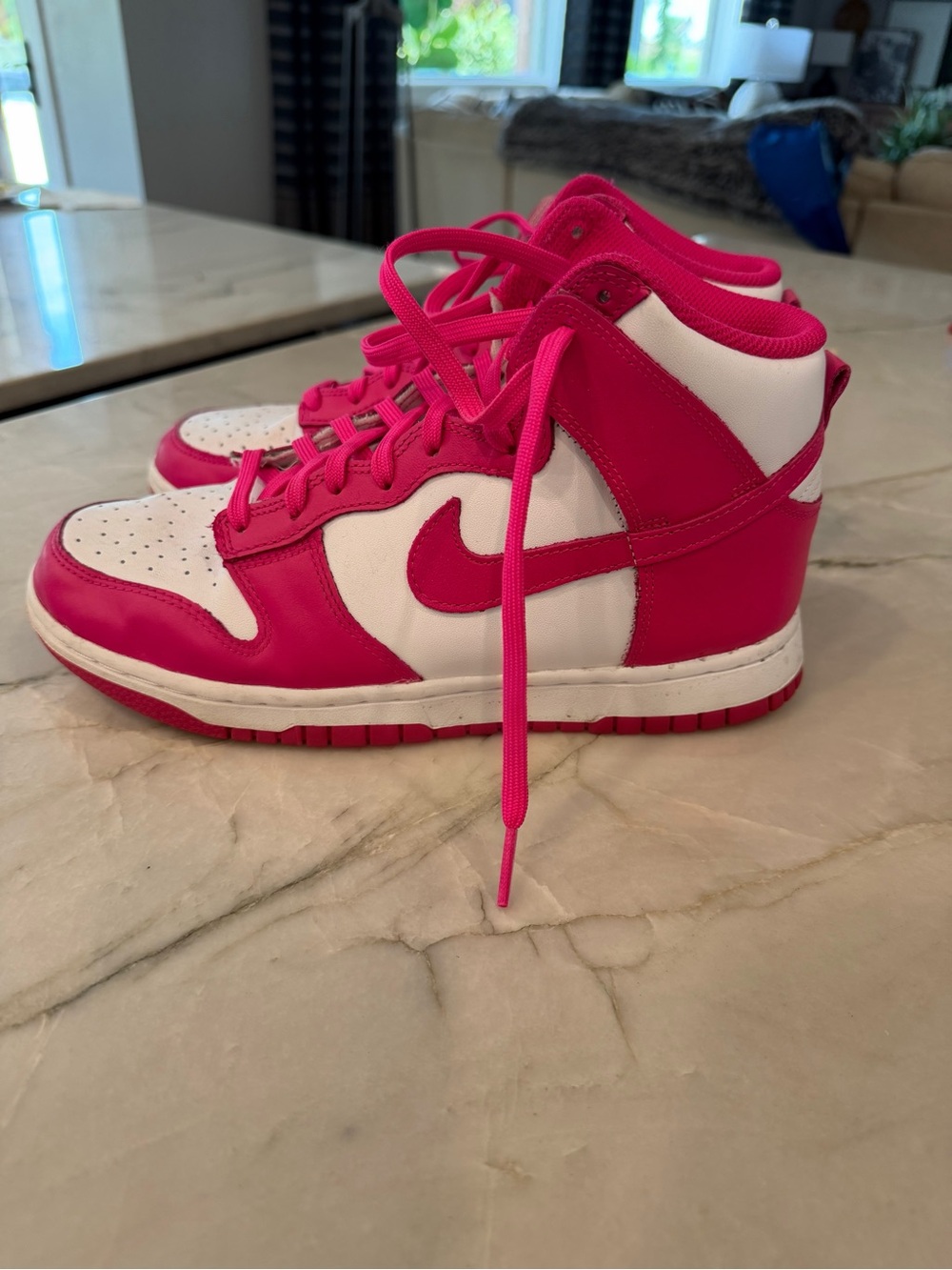 Nike Women's High-Top Sneakers in Hot Pink and White